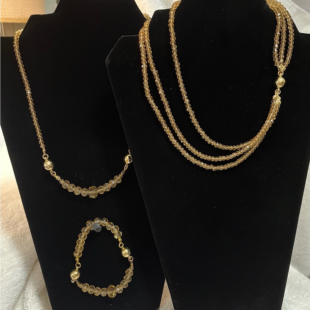 Elegant Ten-Way Fashion Gold Beaded Magnetic Clasps Jewelry Set